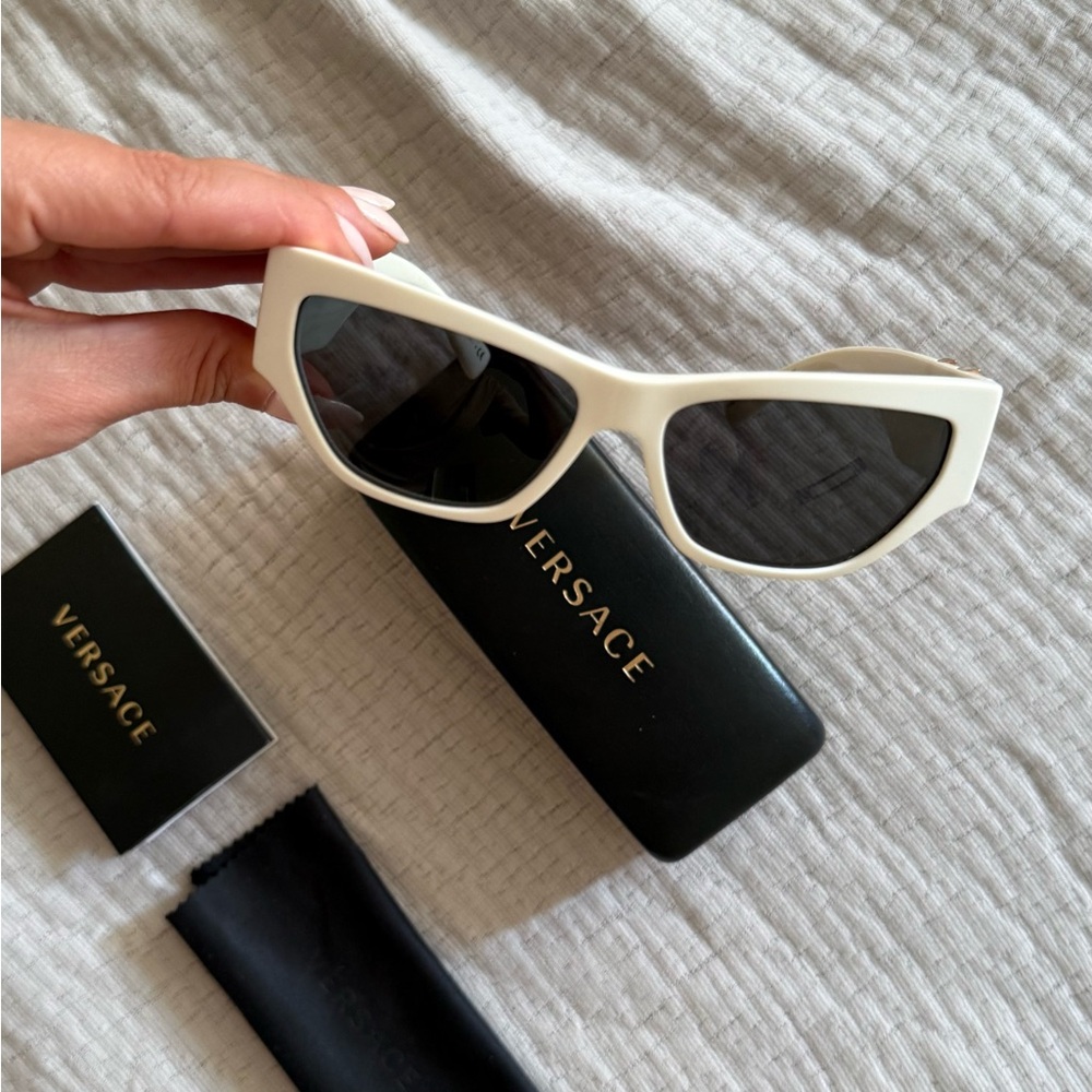 Versace Black and White Cat-Eye Sunglasses
